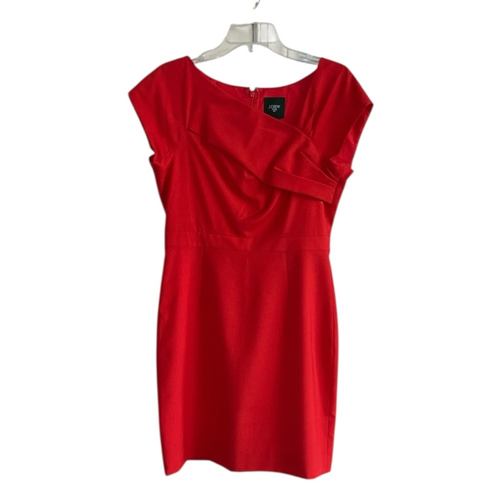 Red Cap-Sleeve Sheath Dress - Picture 3 of 11